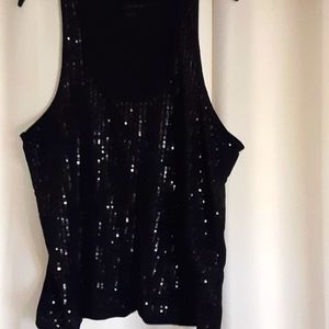 Calvin Klein womans M black sequence front tback tshirt stretchy